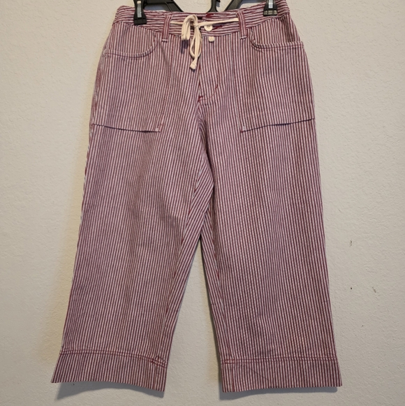 Riveted By Lee Pants - Vintage Riveted by Lee Capri Striped Red Wide Leg 100% Cotton Women's 6M